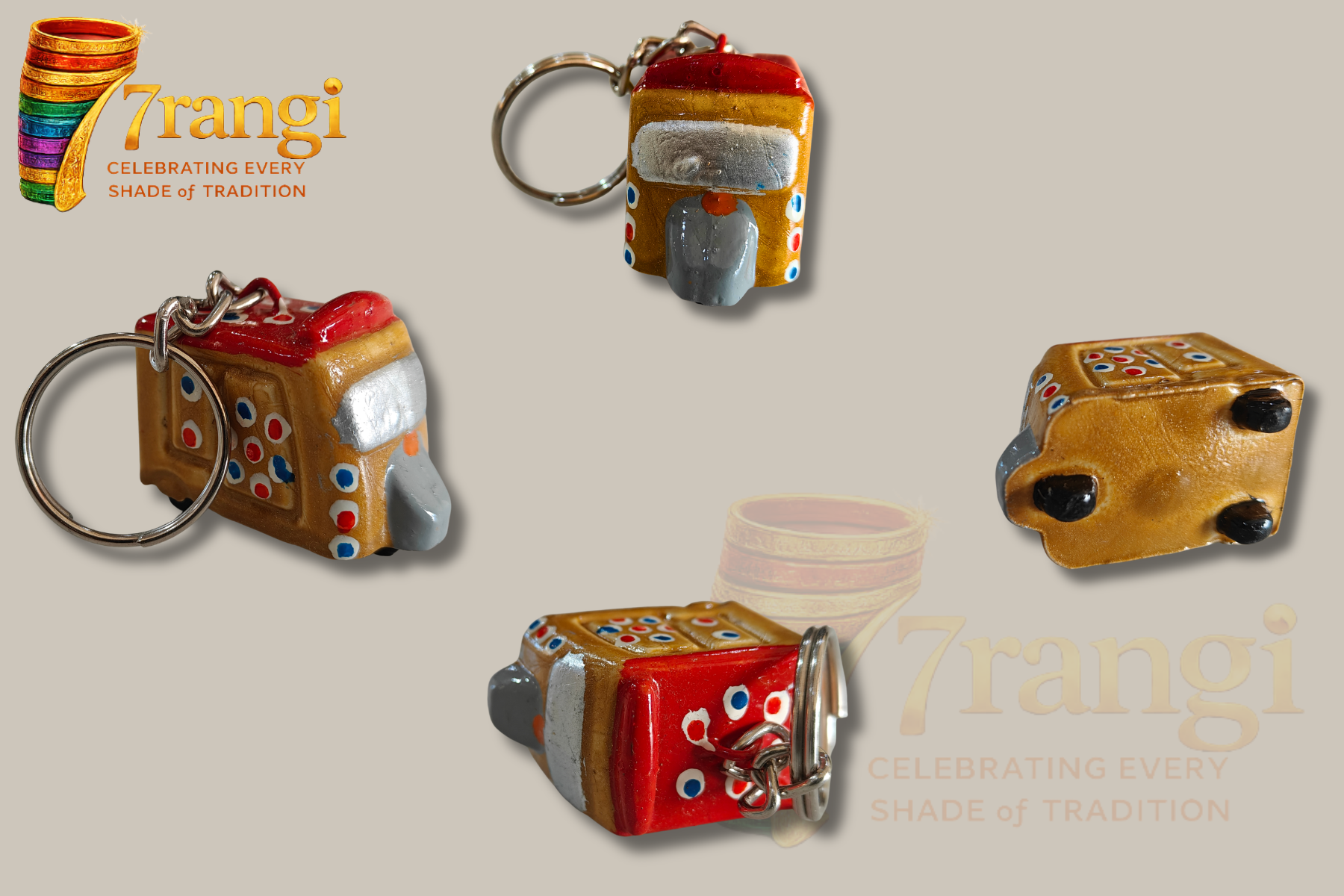 Ceramic Truck & Rickshaw Keychain | Handmade Pakistani Truck Art Keyring | Mini Cultural Souvenir