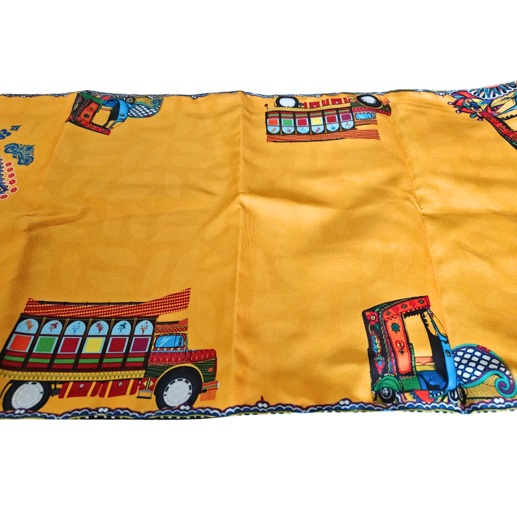 Truck Art Table Runner | Colourful South Asian Dining Table Décor | Printed Twill Runner Australia