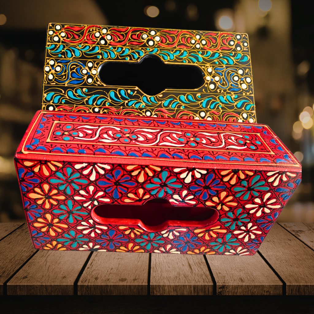 Hand-Painted Mandala Truck Art Tissue Box | Wooden Handmade Tissue Holder | Artisan Home Décor Australia