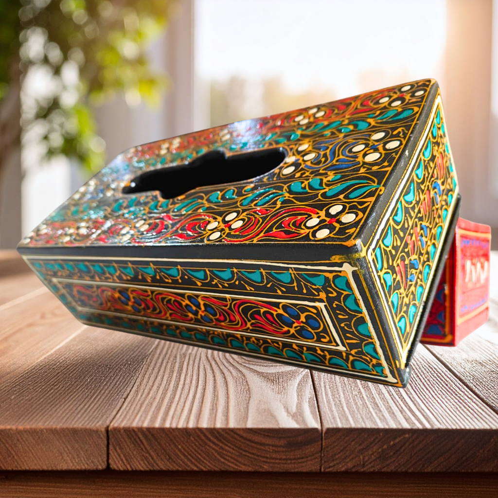 Hand-Painted Mandala Truck Art Tissue Box | Wooden Handmade Tissue Holder | Artisan Home Décor Australia