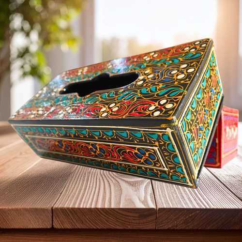 Hand-Painted Mandala Truck Art Tissue Box | Wooden Handmade Tissue Holder | Artisan Home Décor Australia