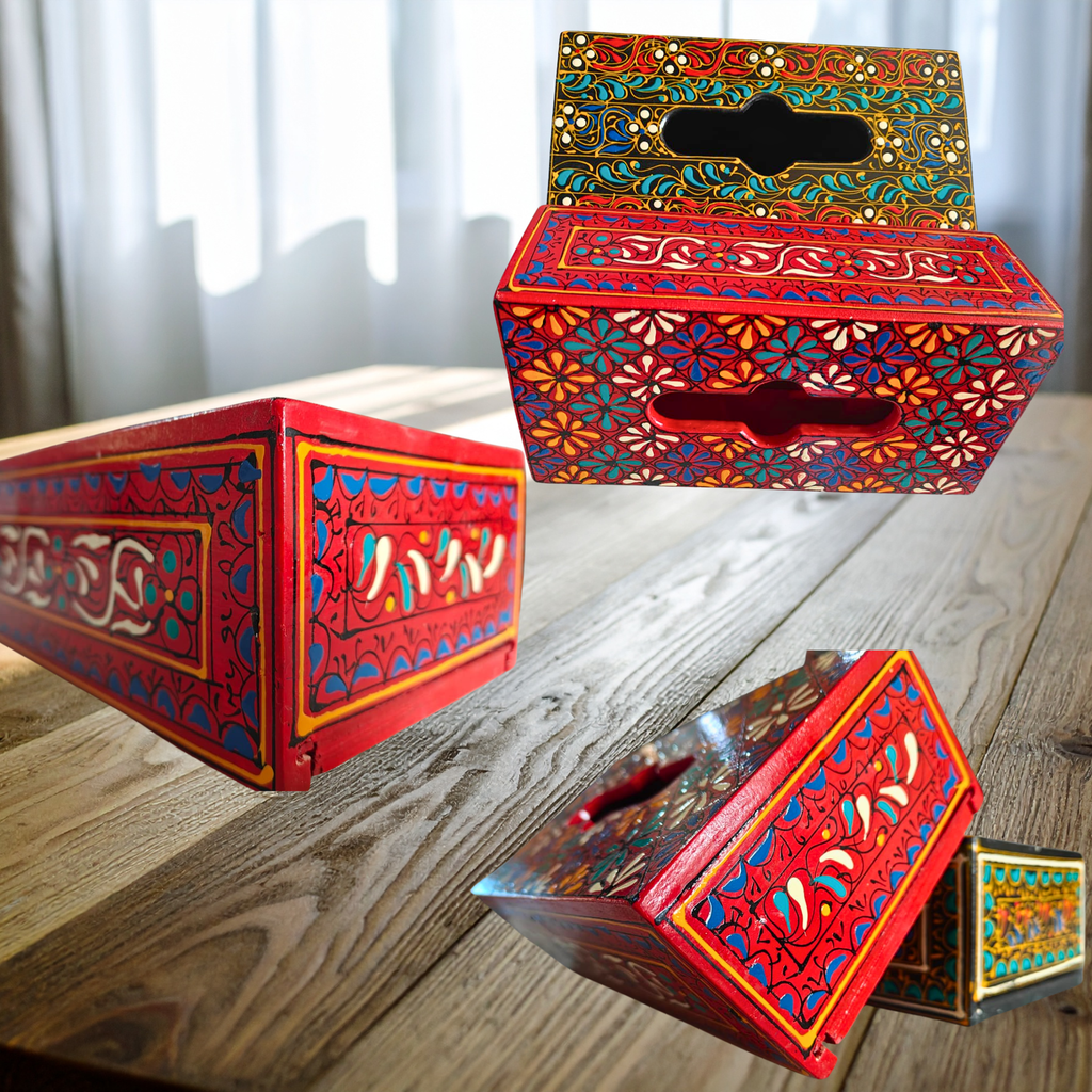 Hand-Painted Mandala Truck Art Tissue Box | Wooden Handmade Tissue Holder | Artisan Home Décor Australia