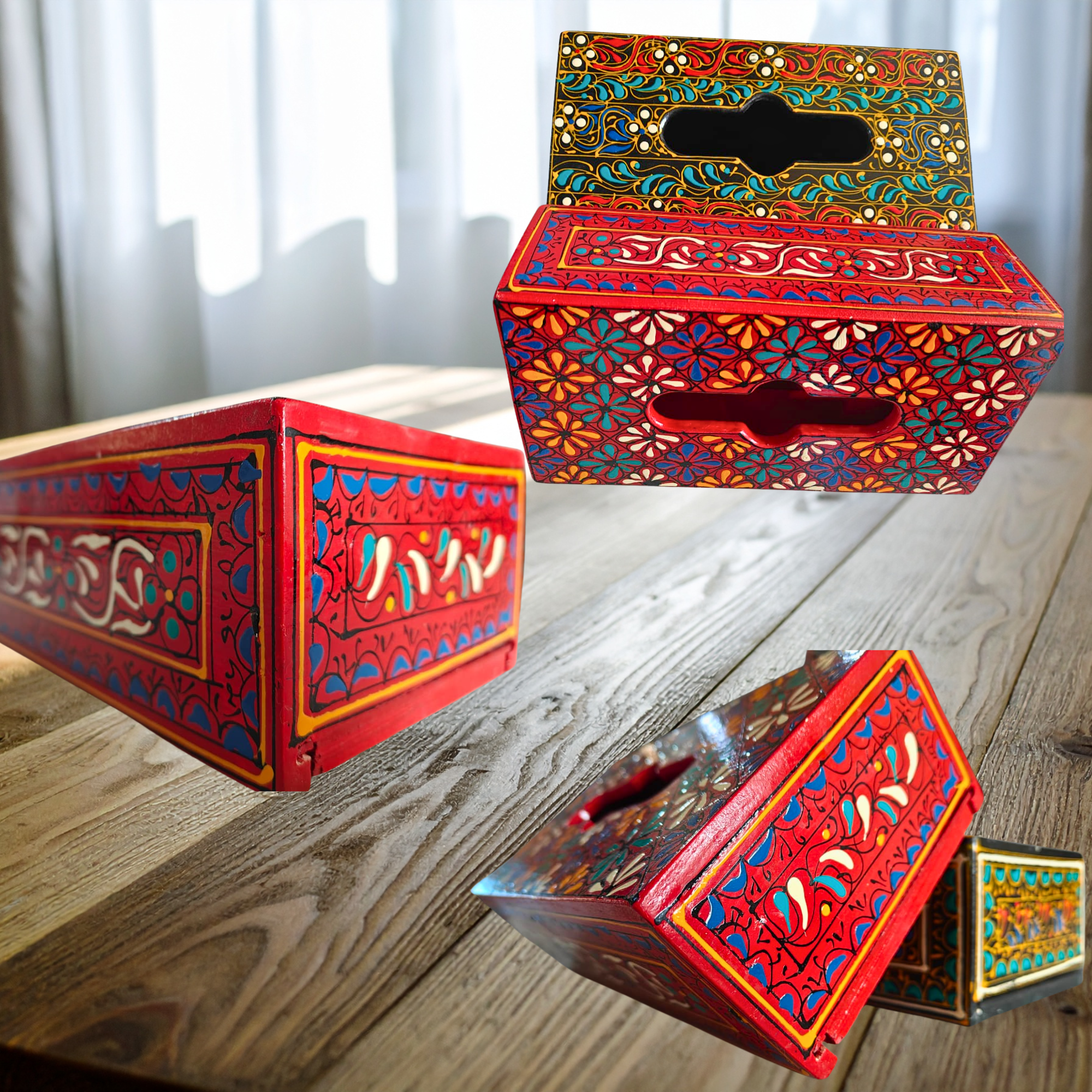 Hand-Painted Mandala Truck Art Tissue Box | Wooden Handmade Tissue Holder | Artisan Home Décor Australia