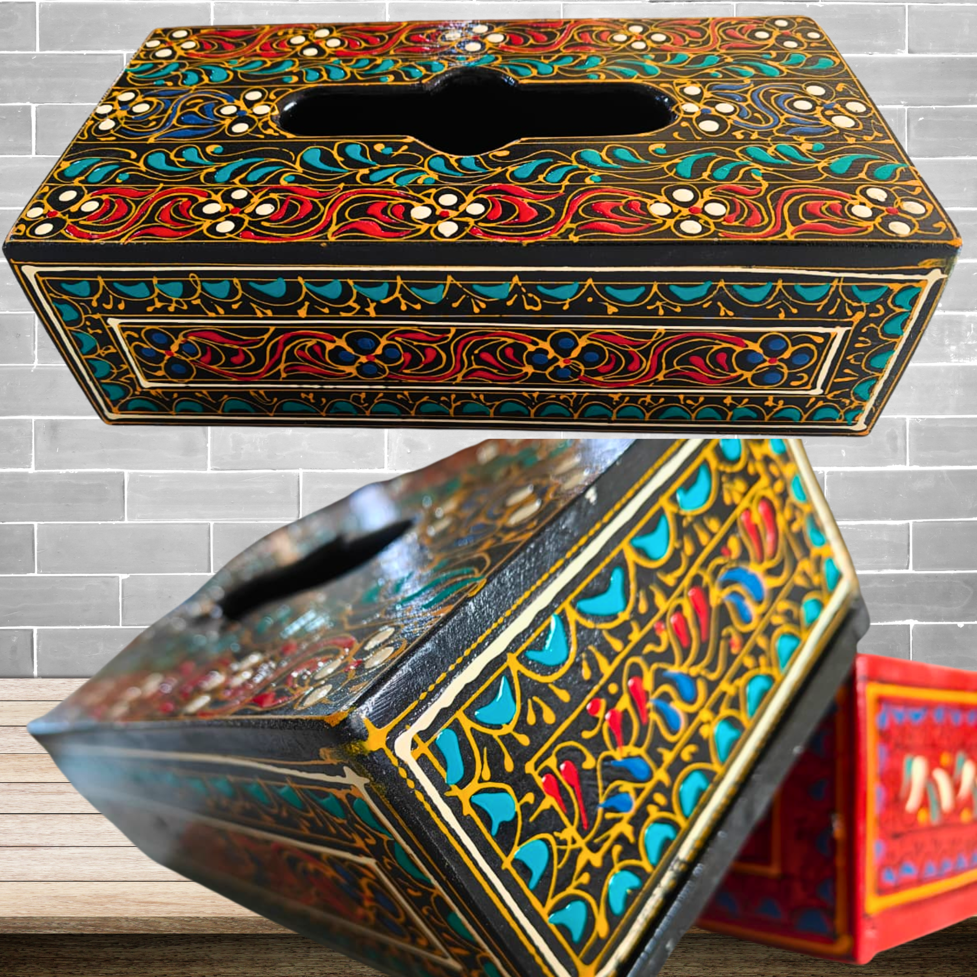 Hand-Painted Mandala Truck Art Tissue Box | Wooden Handmade Tissue Holder | Artisan Home Décor Australia