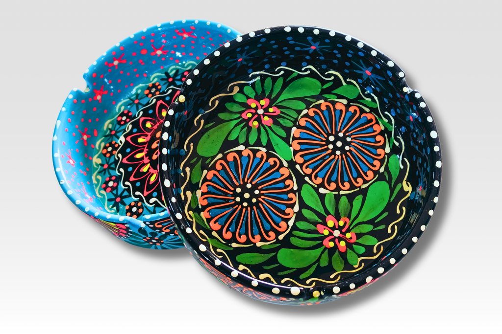 Hand-Painted Truck Art Clay Ashtray | Handmade Ceramic Ash Tray | Pakistani Art Decor