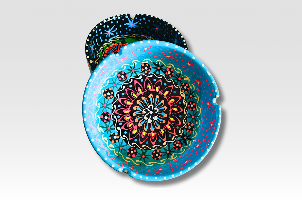 Hand-Painted Truck Art Clay Ashtray | Handmade Ceramic Ash Tray | Pakistani Art Decor