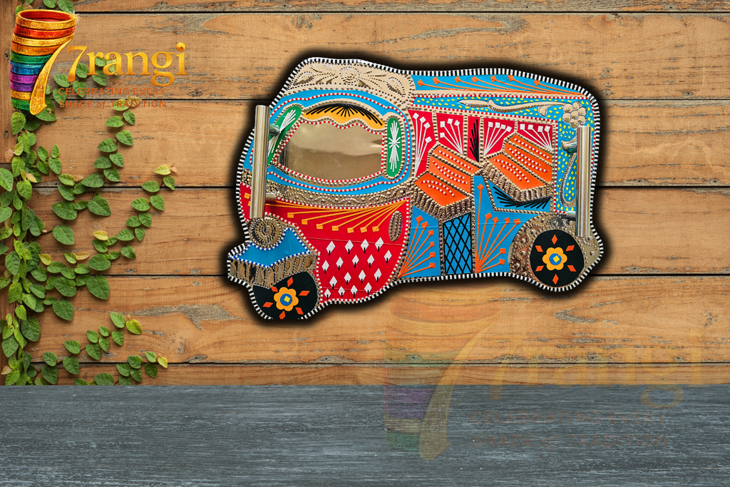 Blue Rickshaw Chamakpatti Tray | Handmade Pakistani Truck Art Serving Tray | Decorative Wooden Tray