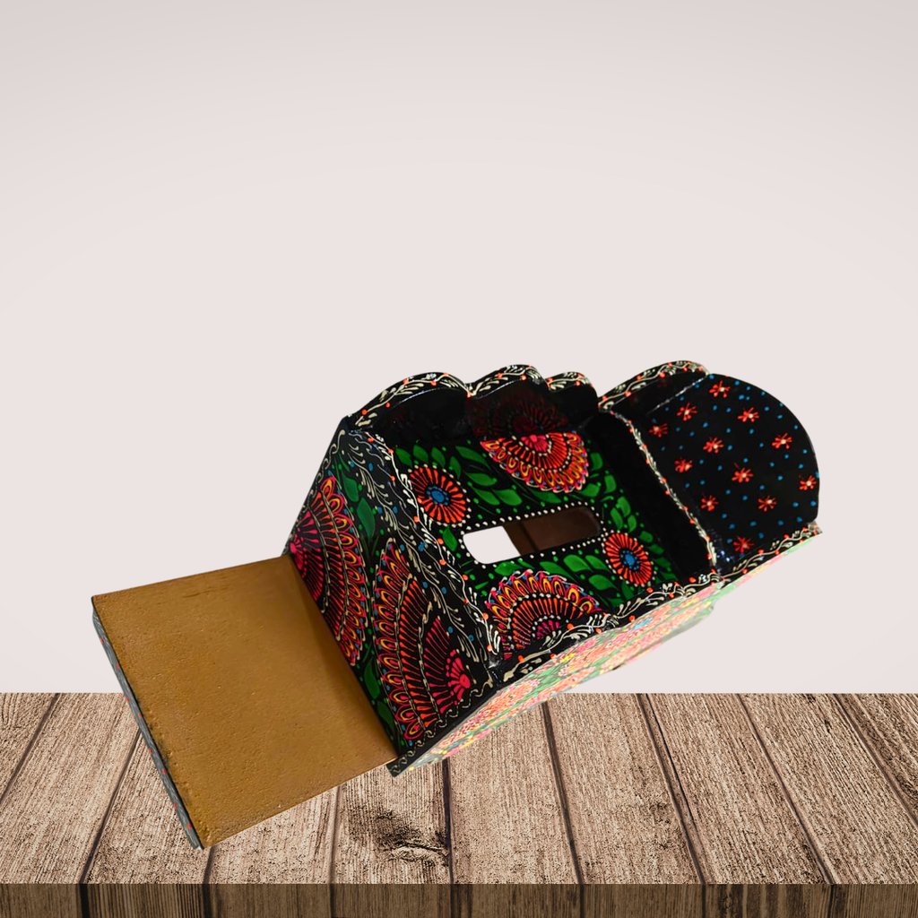 Hand-Painted Truck Art Tissue Holder | South Asian Wooden Tissue Box Cover | Handmade Home Décor Australia