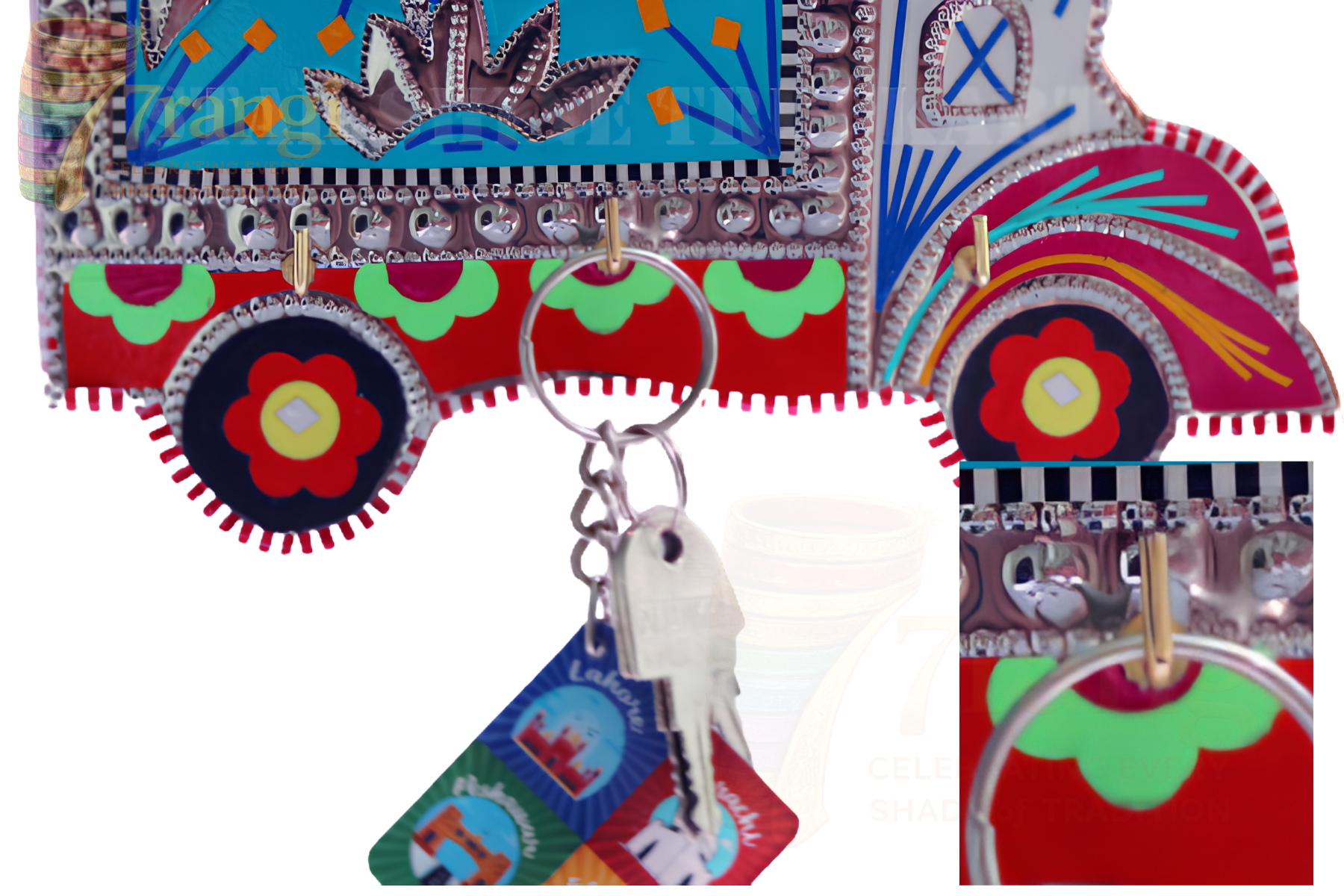 Truck Art Keyholder | Chamakpatti Wall Key Hanger | Handmade Pakistani Wooden Key Rack