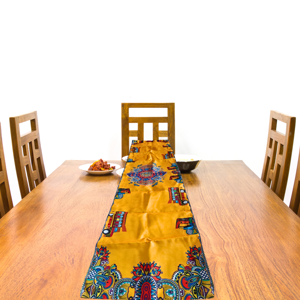 Truck Art Table Runner | Colourful South Asian Dining Table Décor | Printed Twill Runner Australia