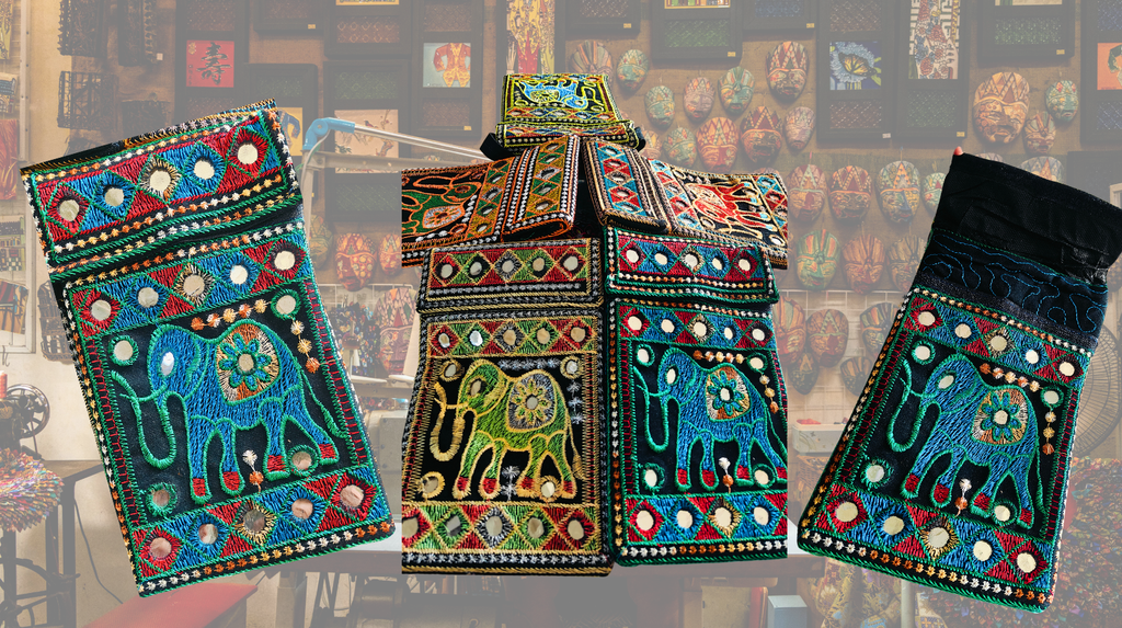 Handmade Embroidered Mobile Pouch Bag | Ethnic Mirror Work Crossbody Phone Bag