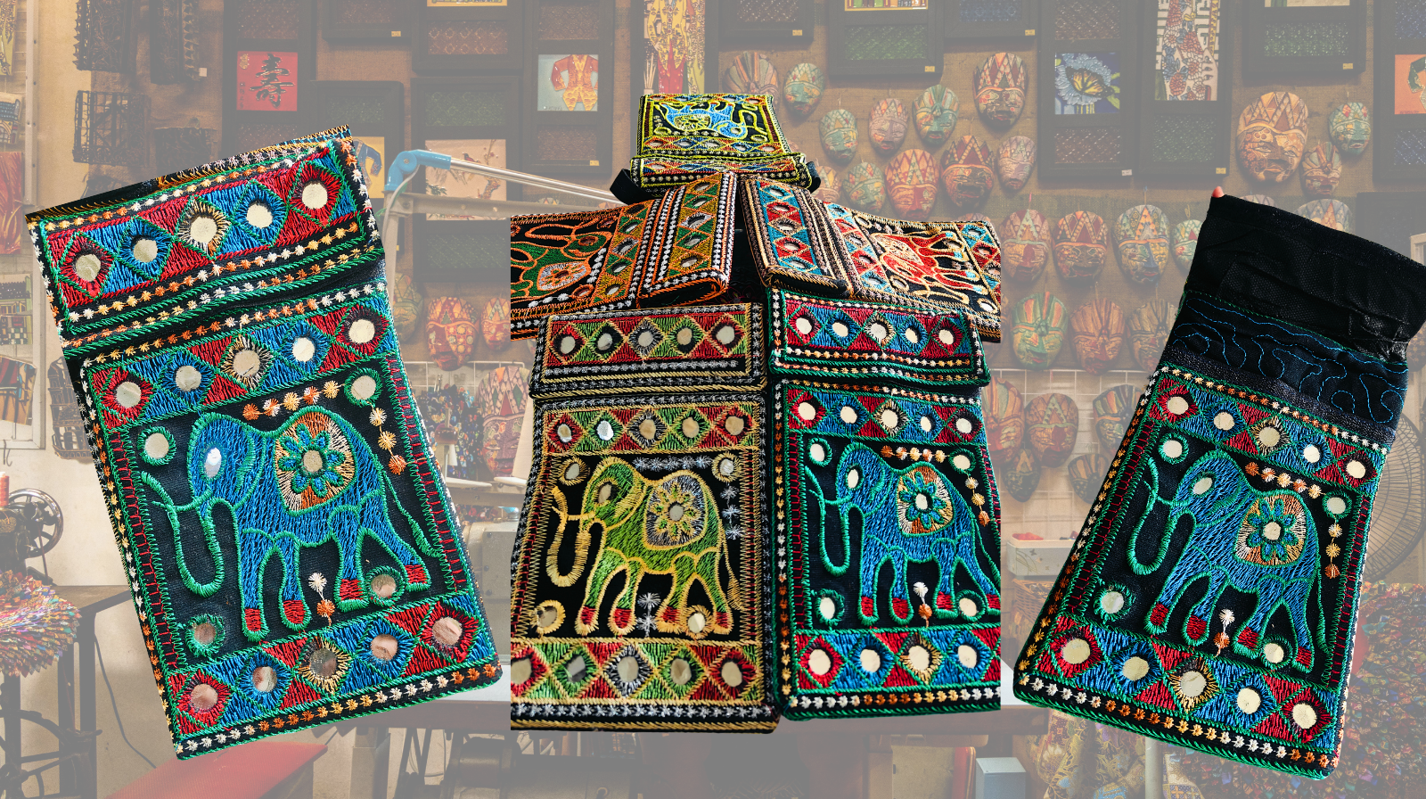Handmade Embroidered Mobile Pouch Bag | Ethnic Mirror Work Crossbody Phone Bag