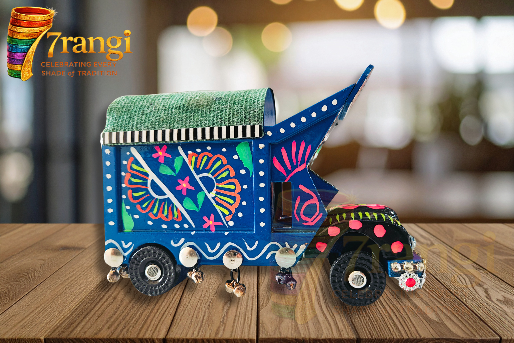 Hand-Painted Truck Art Model | Handmade Wooden Decorative Mini Truck | Pakistani Souvenir