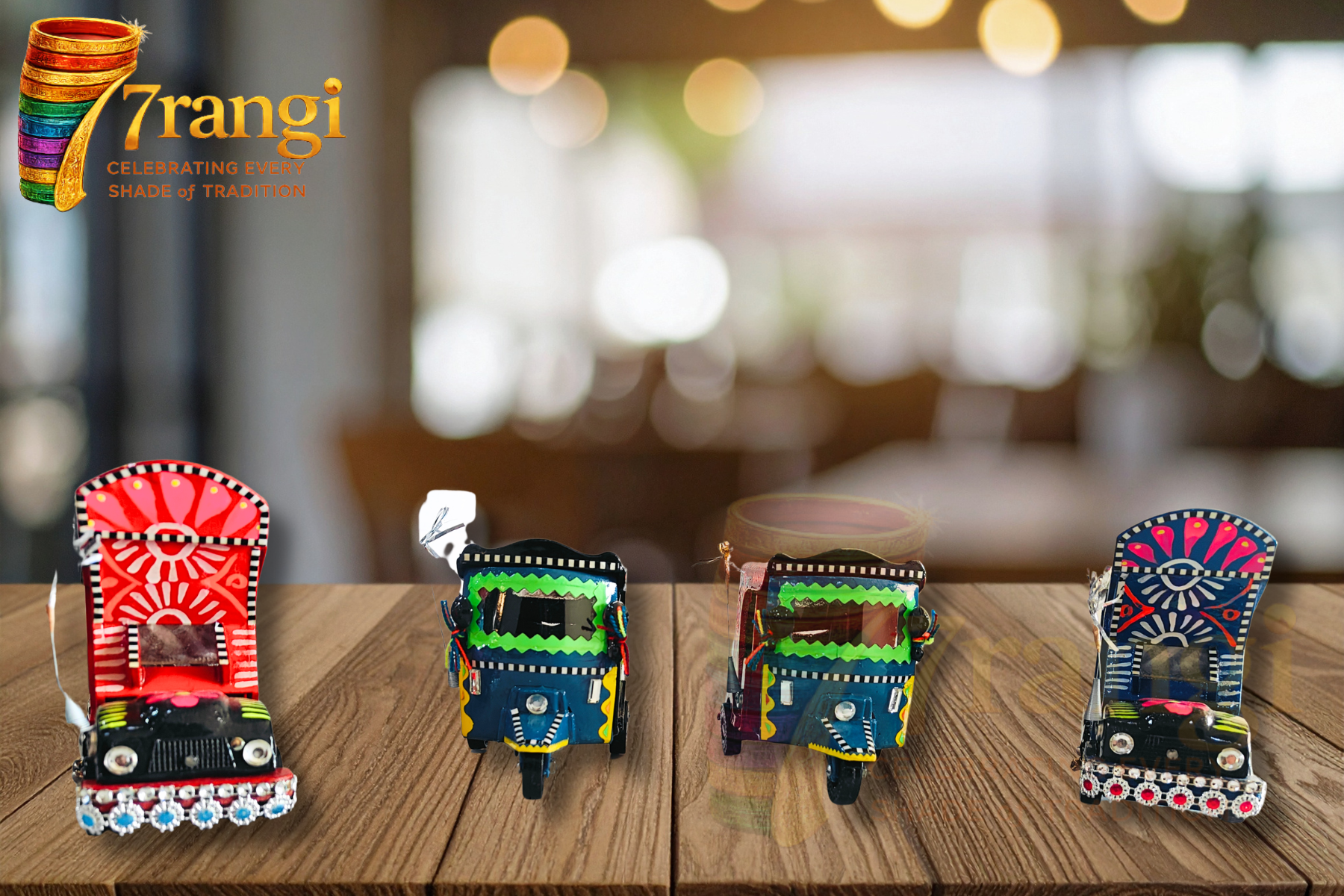 Hand-Painted Rickshaw / Tuk Tuk Model | Truck Art Mini Rickshaw | Handmade Wooden Decorative Showpiece