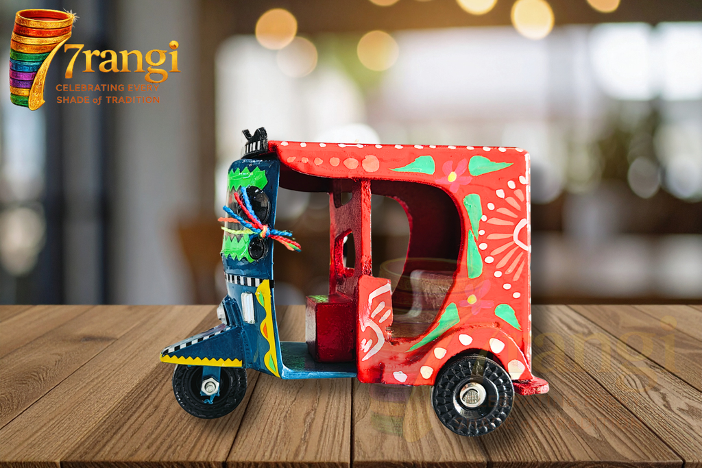 Hand-Painted Rickshaw / Tuk Tuk Model | Truck Art Mini Rickshaw | Handmade Wooden Decorative Showpiece