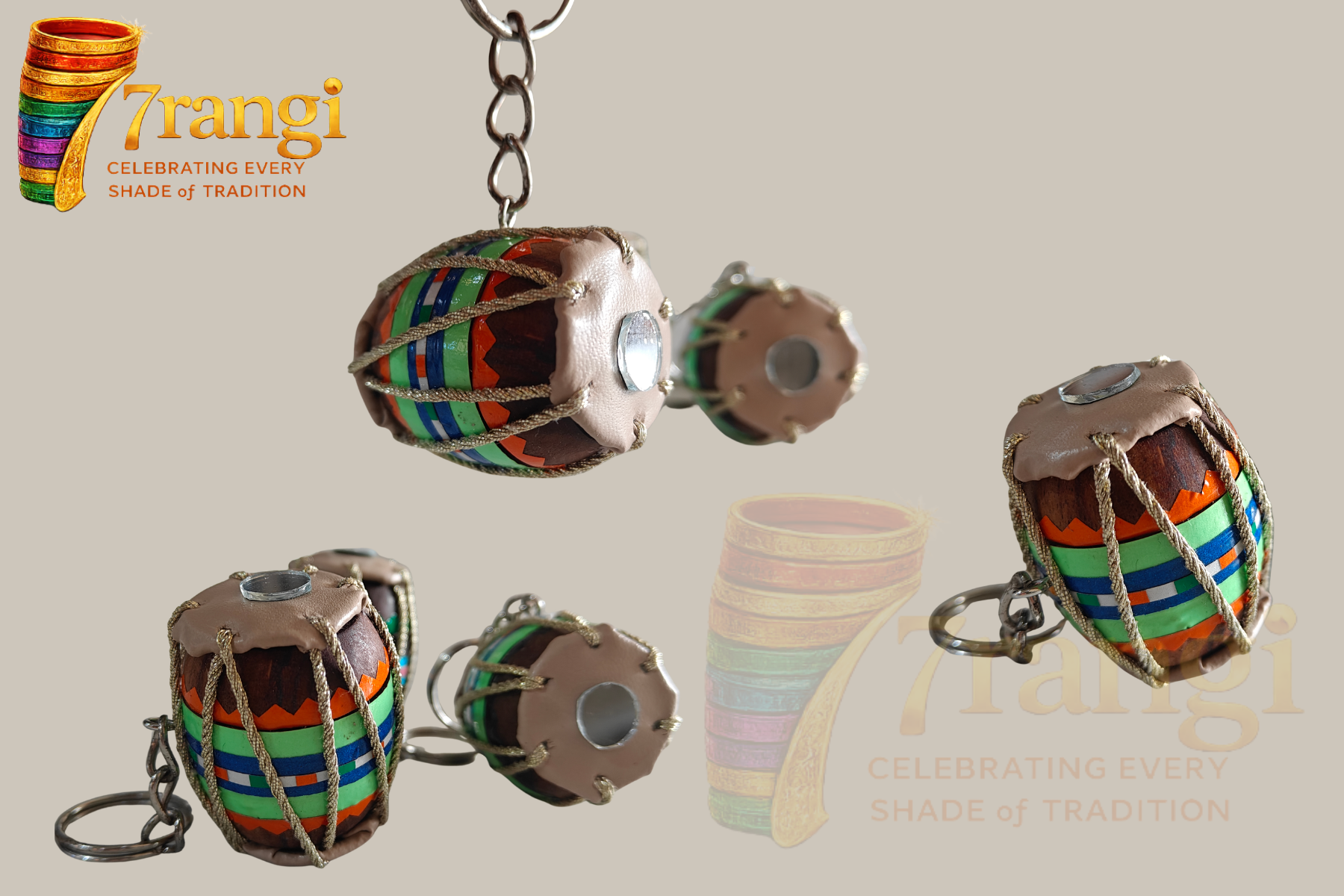 Mini Dhol Keychain | Handmade Punjabi Cultural Keyring | Traditional Musical Souvenir