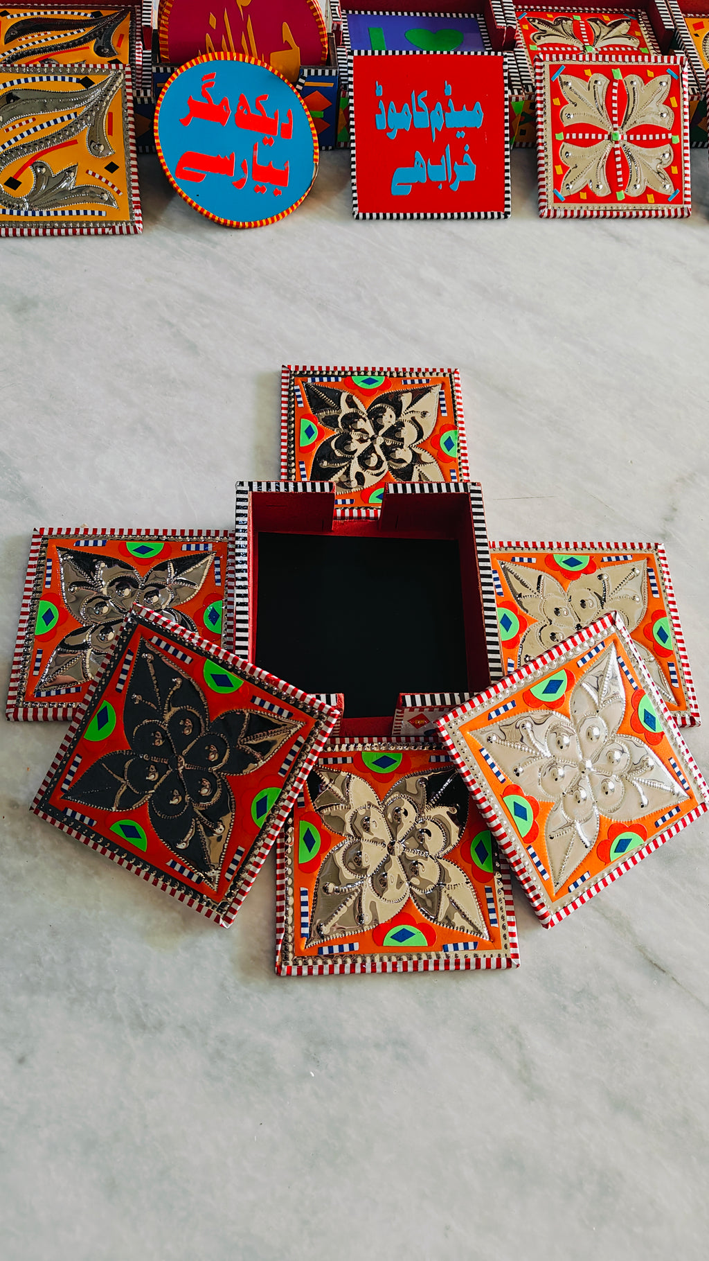 Truck Art Coaster Set Of Six (Chamakpatti)