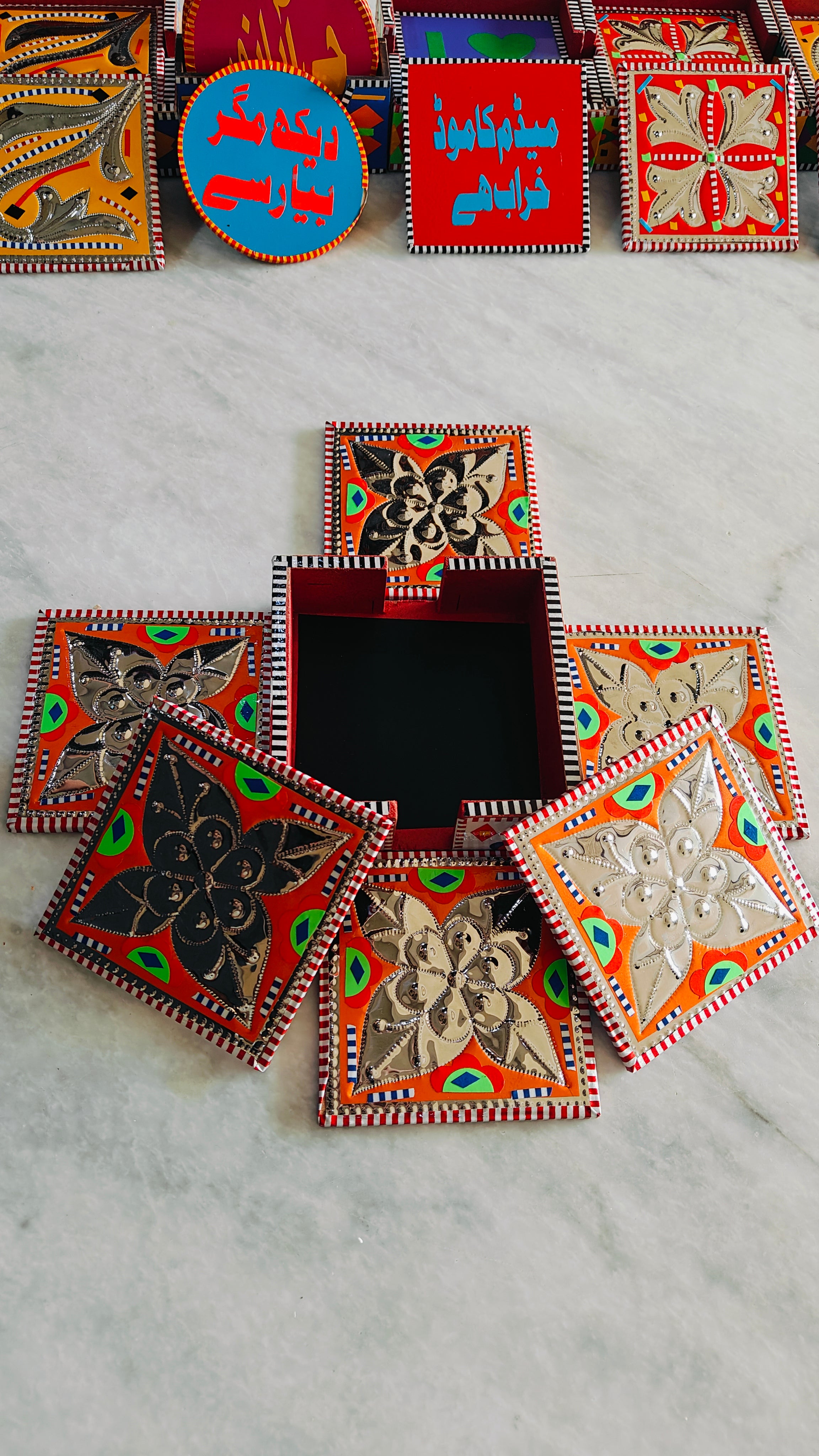 Truck Art Coaster Set Of Six (Chamakpatti)