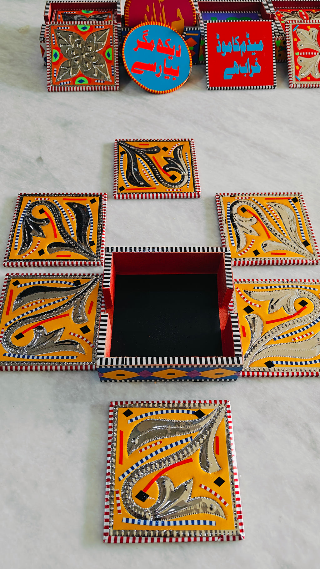 Truck Art Coaster Set Of Six (Chamakpatti)
