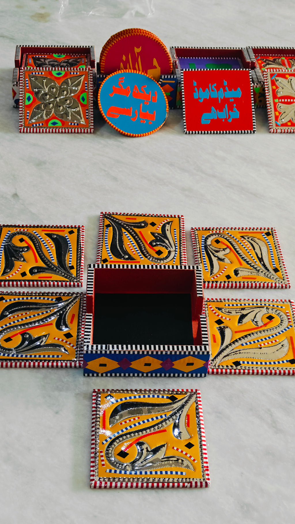 Truck Art Coaster Set Of Six (Chamakpatti)