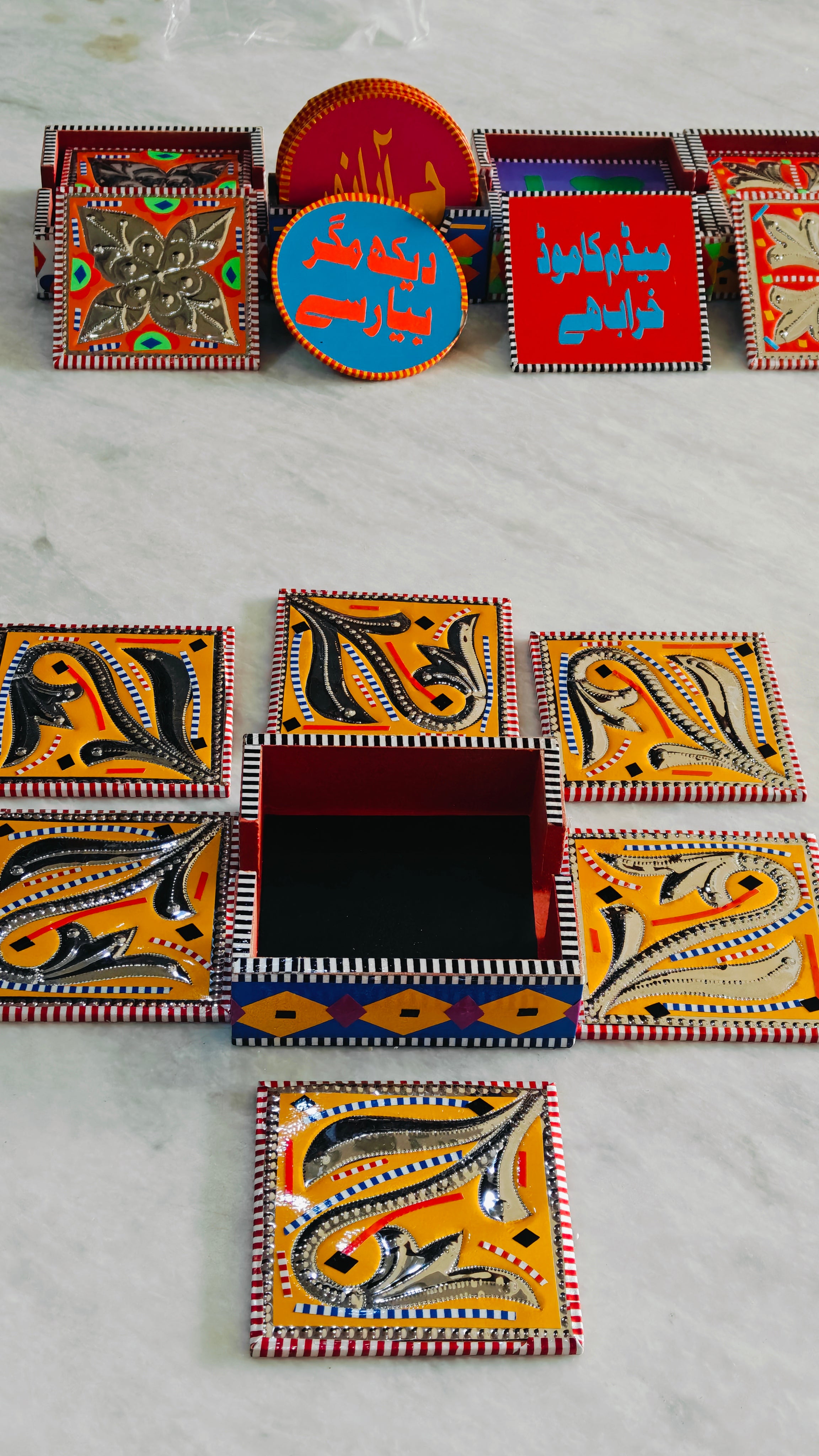 Truck Art Coaster Set Of Six (Chamakpatti)