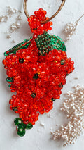 Handmade Red Beaded Girl Bag Charm – Cute Fruit-Inspired Keychain | Aesthetic Purse Accessory | Unique Gift for Her Australia