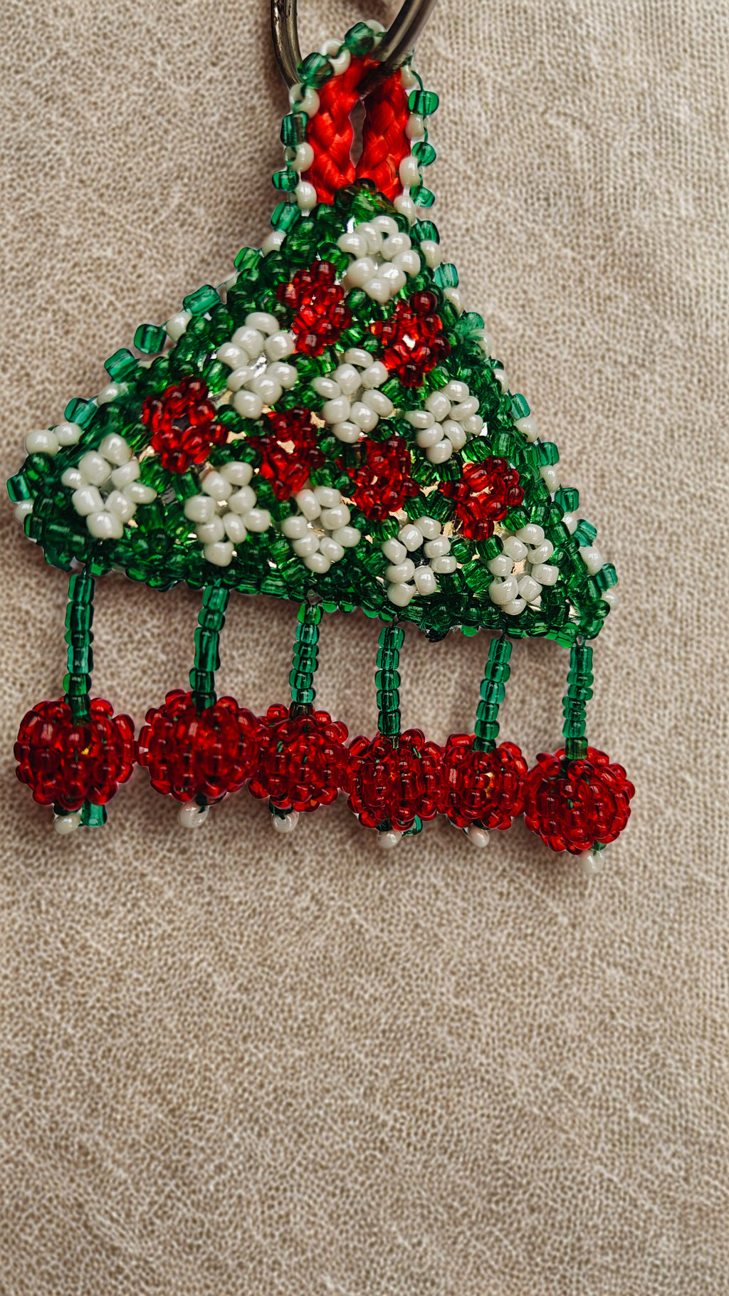 Handmade Beaded Keychain | Floral Triangle Design | Traditional Handcrafted Bag Charm | Colorful Artisan Keyring | Unique Gift for Women
