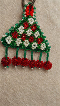 Handmade Beaded Keychain | Floral Triangle Design | Traditional Handcrafted Bag Charm | Colorful Artisan Keyring | Unique Gift for Women