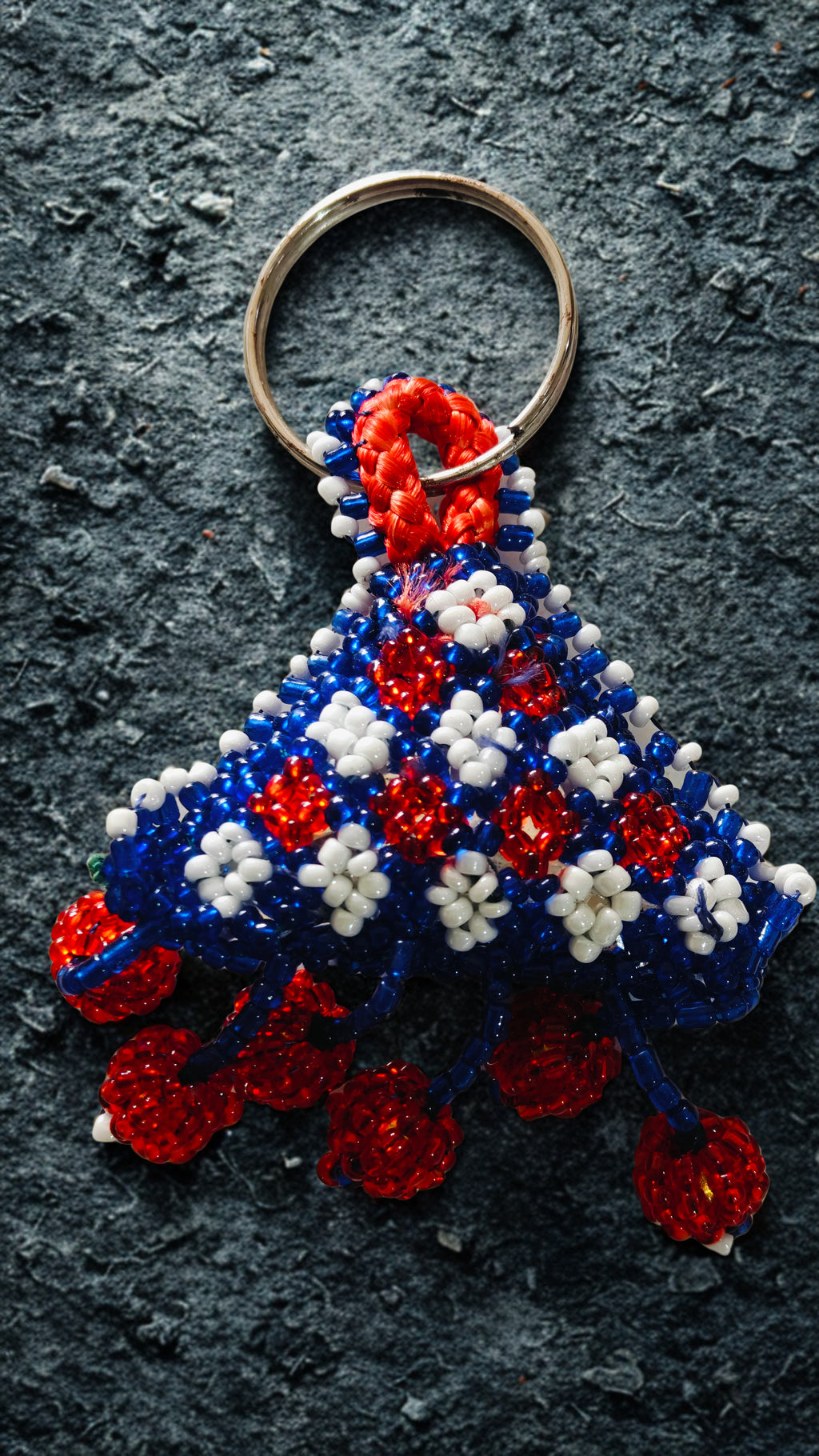 Handmade Beaded Keychain | Floral Triangle Design | Traditional Handcrafted Bag Charm | Colorful Artisan Keyring | Unique Gift for Women