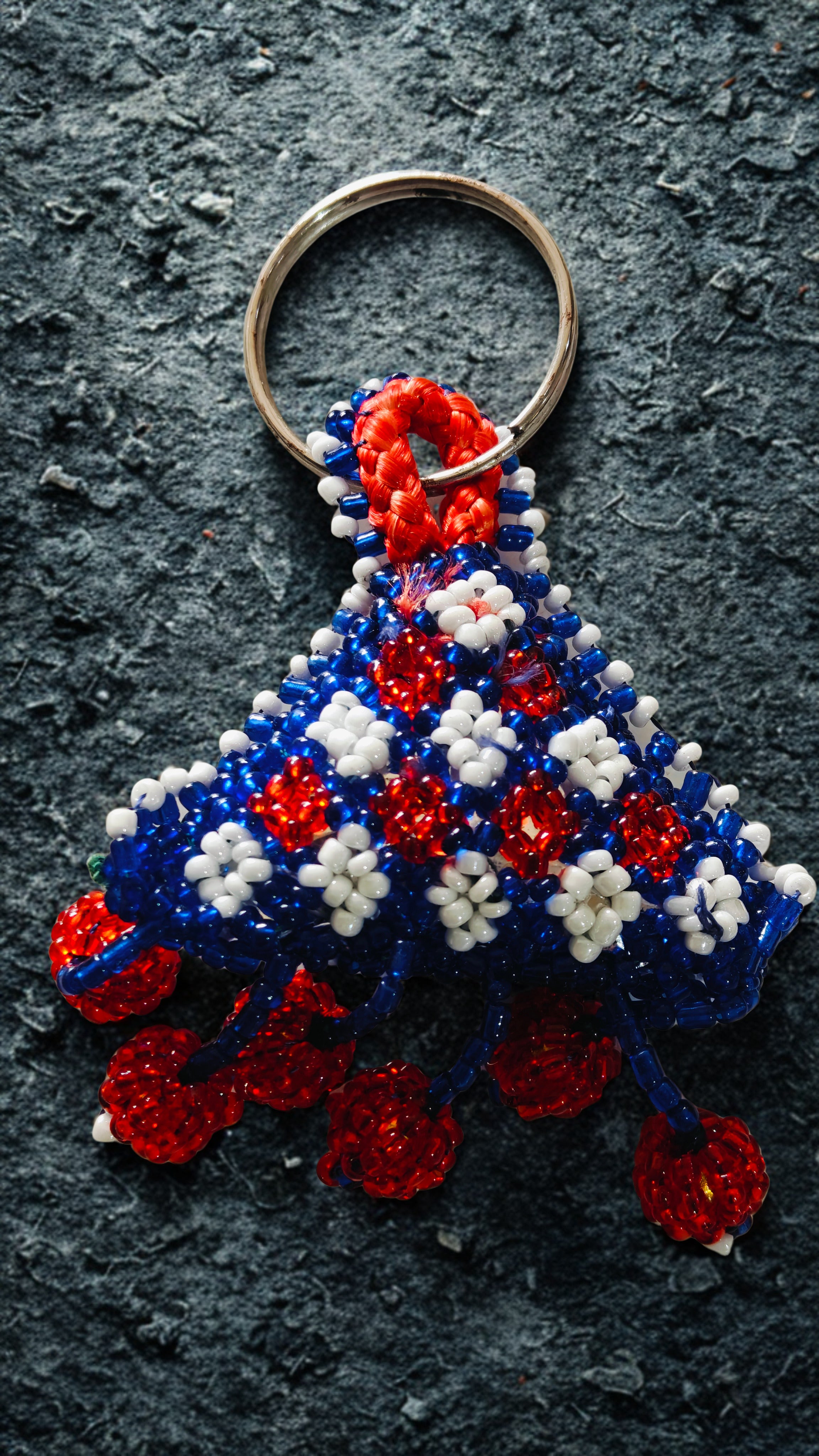 Handmade Beaded Keychain | Floral Triangle Design | Traditional Handcrafted Bag Charm | Colorful Artisan Keyring | Unique Gift for Women